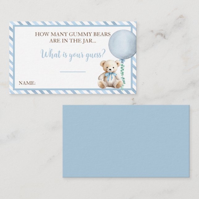 Blue Bear Baby Shooting Game Card Hinweiskarte (Vorne/Hinten)