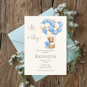 Blue Bear Baby Shower Boy Einladung