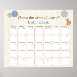 Blue Bear Baby Shower schätzt den Terminkalender Poster