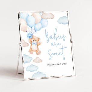 Blue Bear Balloon Baby Shower Babys sind süß Poster