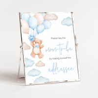 Blue Bear Balloon Baby Shower Envelope Station