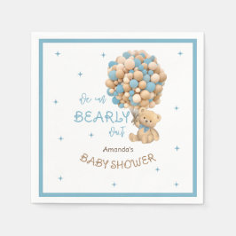 Blue Bear Balloons Baby Boy Shower Boho Serviette