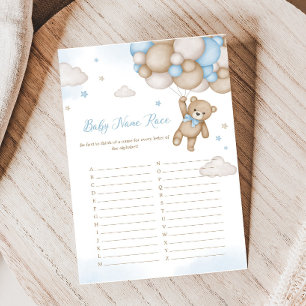 Blue Bear Balloons Baby Dusche Baby Name Race Game