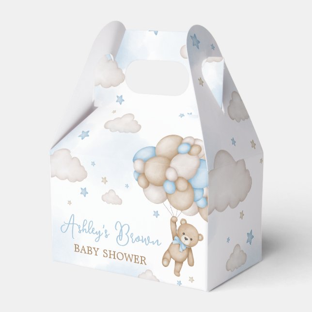 Blue Bear Balloons Baby Dusche Geschenkschachtel (Vorderseite)
