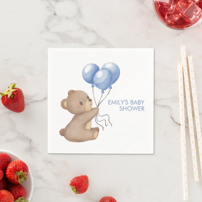 Blue Bear Balloons Boy Baby Dusche Serviette (Beispiel)