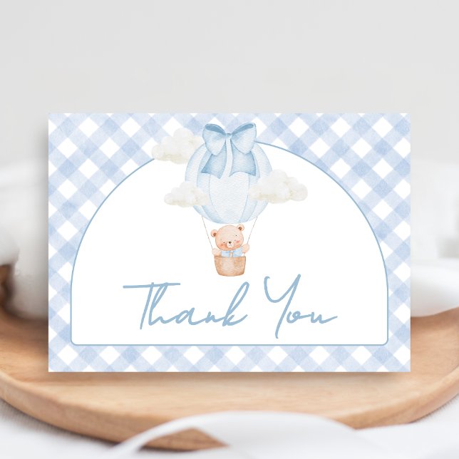 Blue Bear Bearly Wait Baby Shower Dankeskarte (Bear Baby Shower Thank You Card)