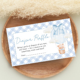 Blue Bear Bearly Wait Baby Shower Diaper Raffle Begleitkarte