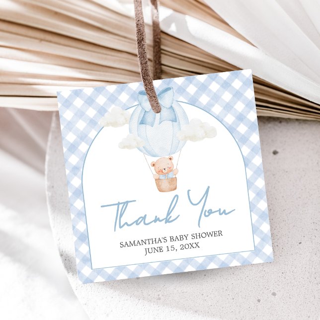 Blue Bear Bearly Wait Baby Shower  Geschenkanhänger (Bear Baby Shower Favor Tags)