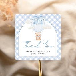 Blue Bear Bearly Wait Baby Shower Quadratischer Aufkleber