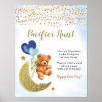 Blue Bearly Baby Dusche Schnuller Hunt Poster