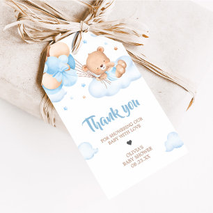 Blue Bearly Wait Clouds Baby Shower Fevor Tags Geschenkanhänger