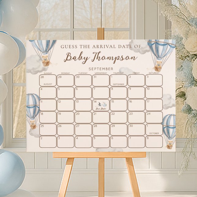 Blue Bearly Wait Guess The Arrival Date Game Sign Poster (Von Creator hochgeladen)