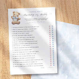 Blue Bearly Wait–Mommy or Daddy? 20-Questions game Hinweiskarte