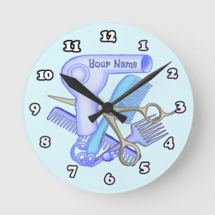 Blue Beauty Parlor Kosmetikuhr Runde Wanduhr