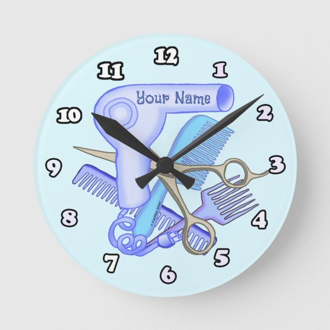 Blue Beauty Parlor Kosmetikuhr Runde Wanduhr (Vorderseite)