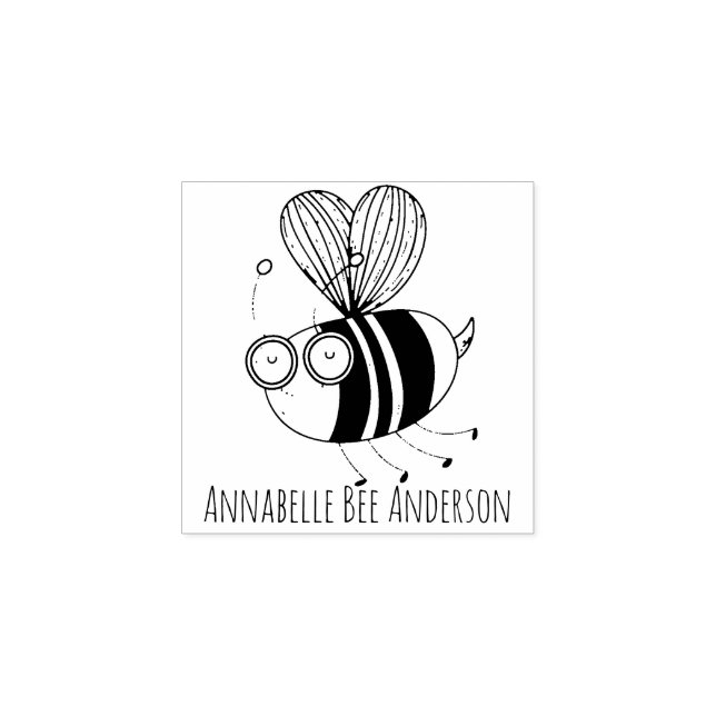 Blue Bee Wood Art Briefmarke Gummistempel (Prägung)