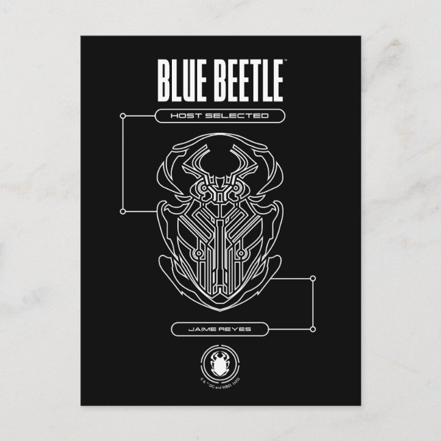 Blue Beetle Scarab Tech Graphic Postkarte (Vorderseite)