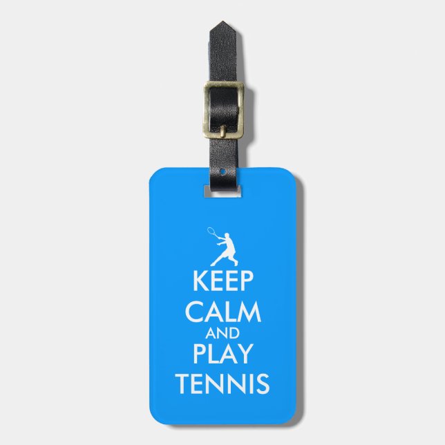 Blue behielt ruhig und spielen Tennis Reisegepäck  Gepäckanhänger (Vorderseite vertikal)