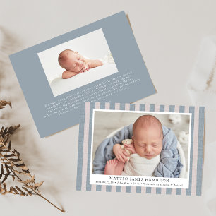 Blue & Beige Bauernhof Linen Streifen 2 Foto Gebur Ankündigung