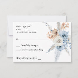 Blue & Beige Boho Floral no Meal UAWG 2 RSVP Karte