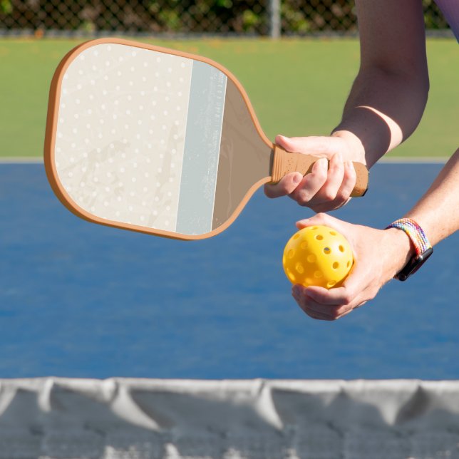 Blue Beige Brown Soft Polka Dots Retro Hintergrund Pickleball Schläger (InSitu)