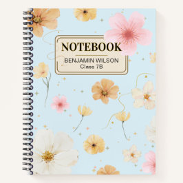 Blue & Beige Floral Watercolor SpiralNotebook Notizbuch
