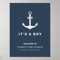 Blue Beige Nautical Anchor Baby Dusche Empfang