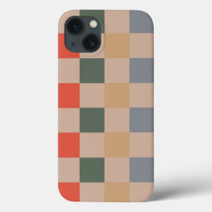 Blue Beige Orange Brown Checkered Gingham Pattern Case-Mate iPhone Hülle