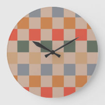 Blue Beige Orange Brown Checkered Gingham Pattern