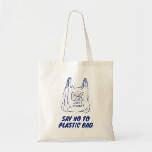 Blue Beige sagt nein zur Illustration von Plastikz Tragetasche