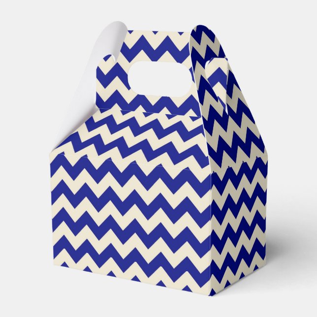 Blue Beige Zickzack Geschenkschachtel (Vorderseite)