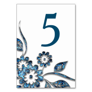 Blue Bejeweled Blossom Cloisonne Tischnummer