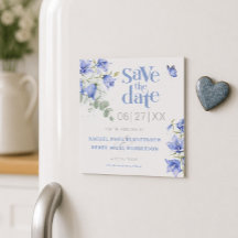 Blue Bellflower Wedding Save the Date Magnet Card