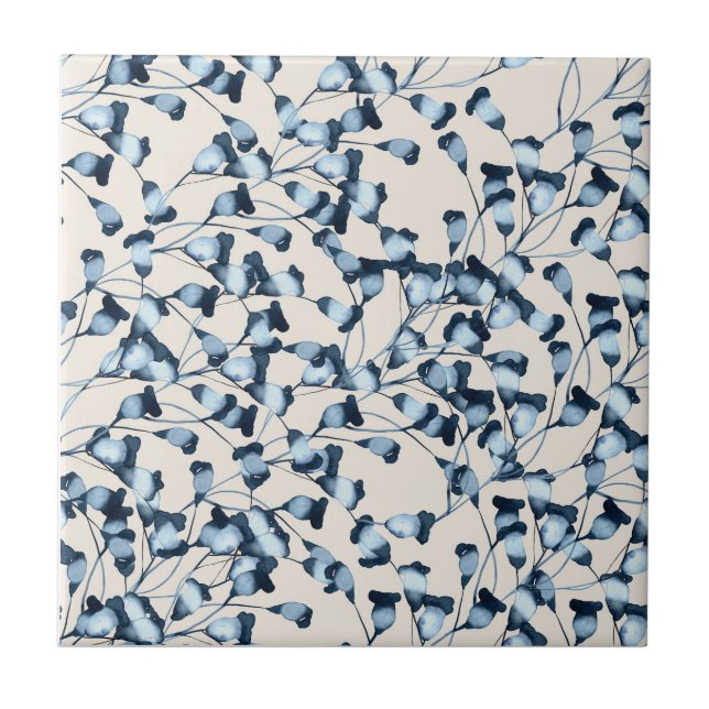 Blue Bells Blume 2 Keramik Tile Fliese (Vorderseite)