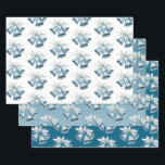 Blue Bells White Christmas Geschenkpapier Set<br><div class="desc">Blaue Glocken weiße Weihnachten</div>