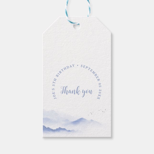 Blue Berge Danke zum Geburtstag Geschenkanhänger (Vorderseite)