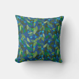 Blue Berries Minimal floral Muster Papier Collage Kissen