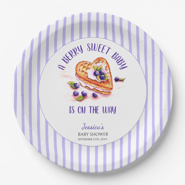 Blue Berry Sweet Fall Baby Dusche Pappteller (Vorderseite)