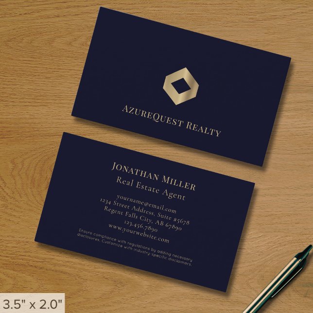 Blue Beruflich Luxury Gold Logo Visitenkarte (Von Creator hochgeladen)