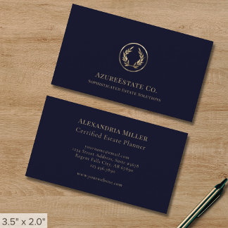 Blue Beruflich Luxury Laurel Logo Visitenkarte