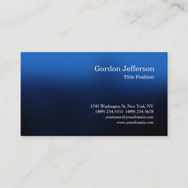 Blue Beruflich Simple Modern Schlicht Visitenkarte (Vorderseite)