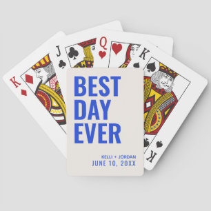 Blue Best Day Ever Wedding Cards Spielkarten