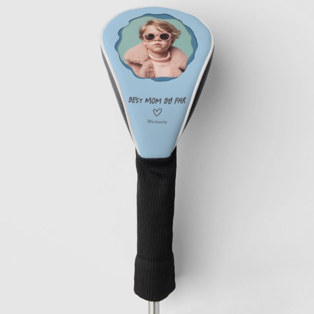 Blue Best Mom by Par Custom Photo Mother Golf Headcover (Vorderseite)