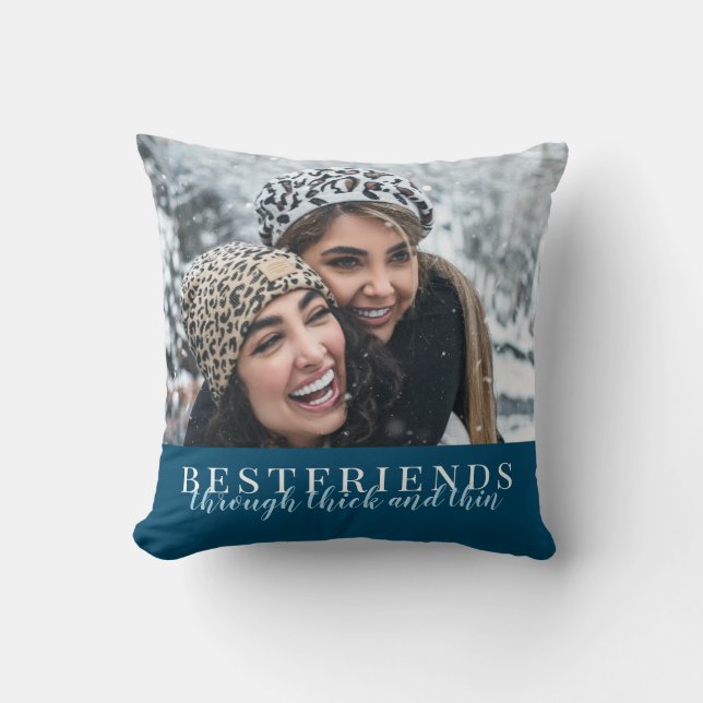Blue Bestfriends durch dickes und dünnes Foto Kissen (Vorderseite)
