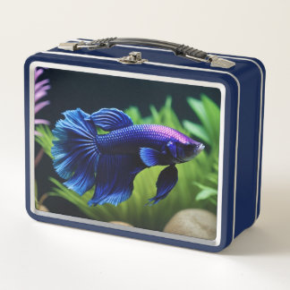 Blue Beta Fish Metall Brotdose