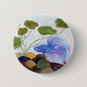 Blue Betta Fish Button