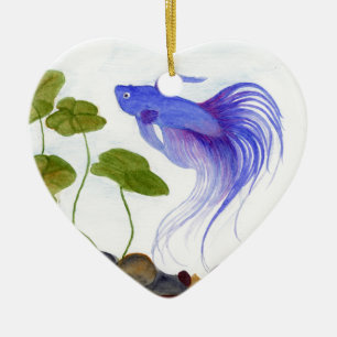 Blue Betta Fish Keramikornament