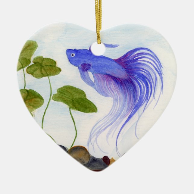 Blue Betta Fish Keramikornament (Vorne)