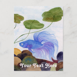 Blue Betta Fish Postcard Postkarte