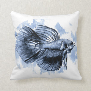 Blue Betta Fish Throw Pillow Kissen